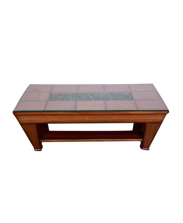 Teak Coloured Table With Leg Storage